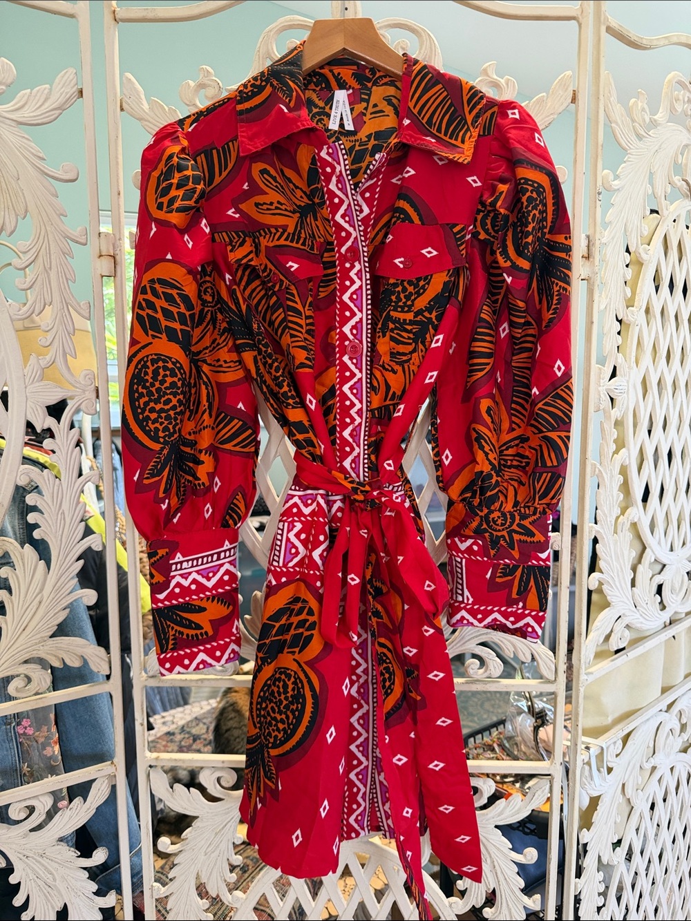 Live 4 Truth Red and Orange Printed Tie-Waist Mini Dress